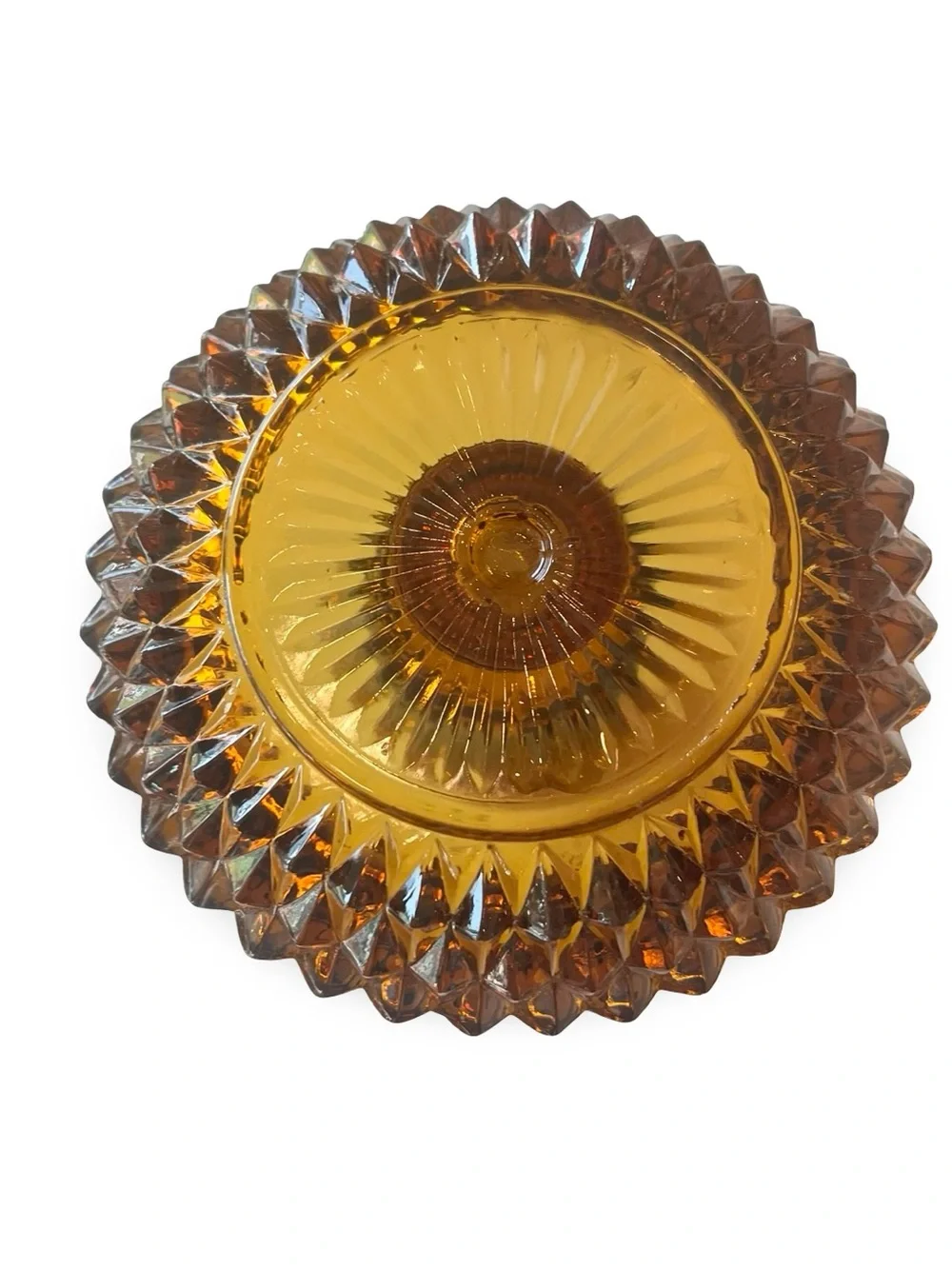 Vintage Indiana Glass Amber 2-Piece Candle Holder